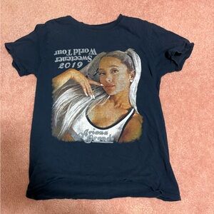 Black Graphic T-Shirt with Tour Print